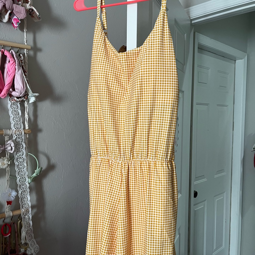 Chic Yellow One Piece Swimsuit with Gingham Pattern